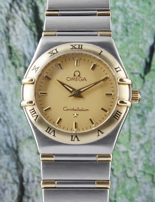 (image for) AN OMEGA LADY MID SIZE STAIINLESS STEEL & GOLD CONSTELLATION WATCH